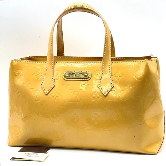 Louis Vuitton Vernis Yellow Wilshire PM Hand Bag - Picture 1 of 13